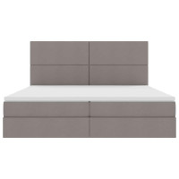 Produktbild för LED förvaringssäng med madrass Taupe 200 x 200 cm Tyg
