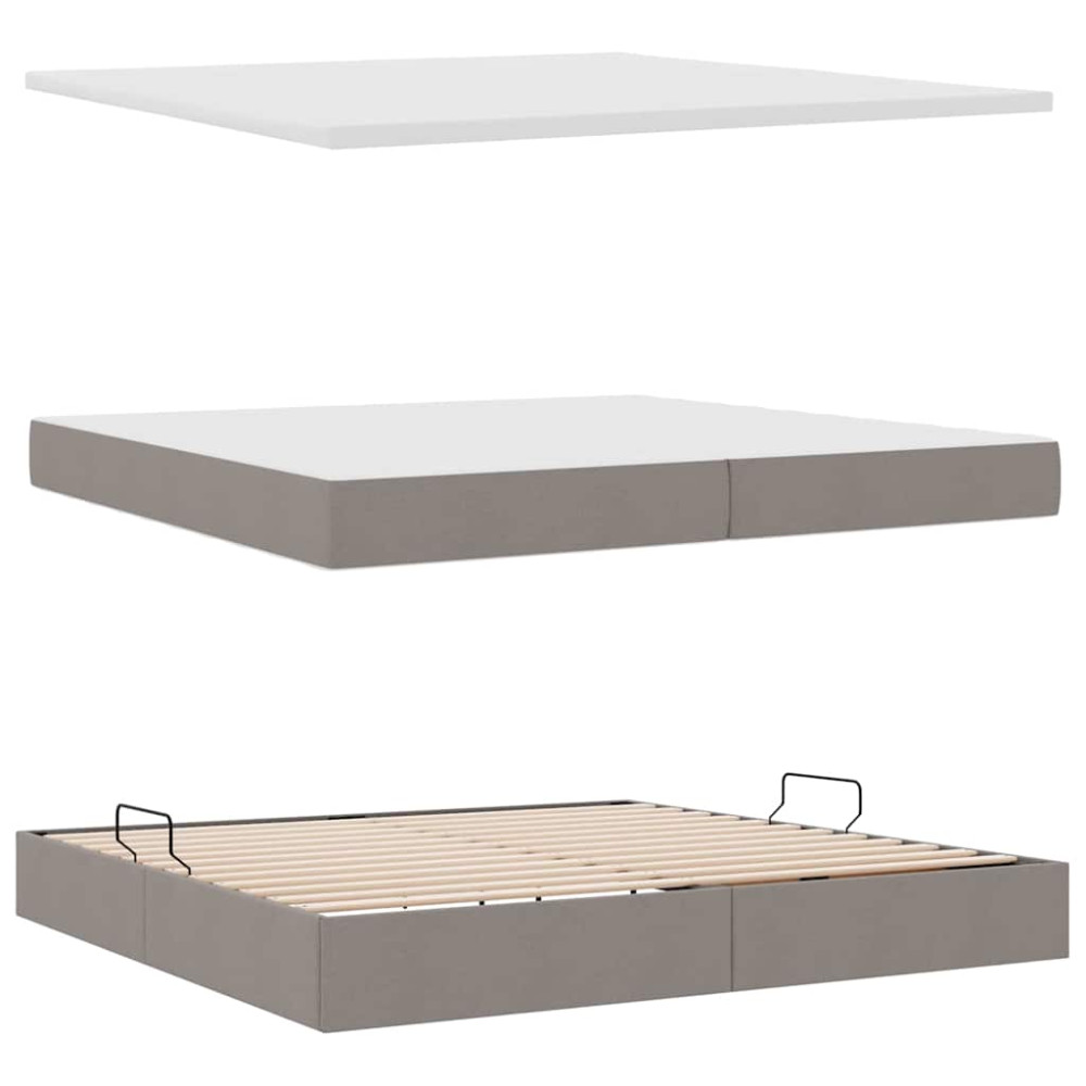 Produktbild för LED förvaringssäng med madrass Taupe 200 x 200 cm Tyg