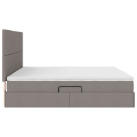 Produktbild för LED förvaringssäng med madrass Taupe 200 x 200 cm Tyg