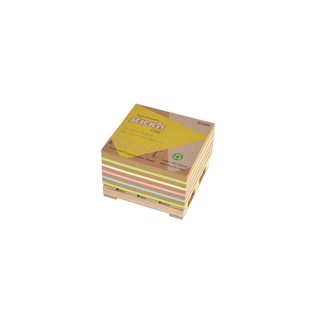 Produktbild för Stick'n Notes kraftblock 76 x 76 mm, 5 färger, 400 kort. Sti...