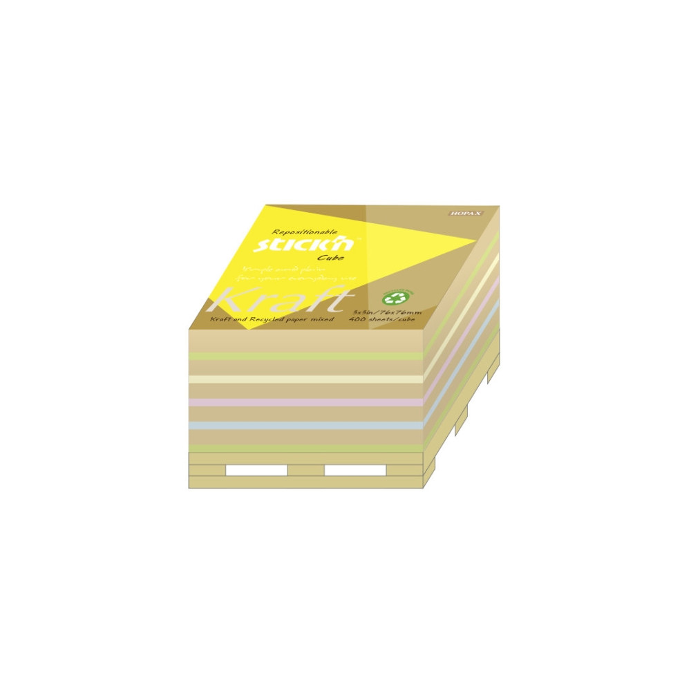 Produktbild för Stick'n Notes kraftblock 76 x 76 mm, 5 färger, 400 kort. Sti...