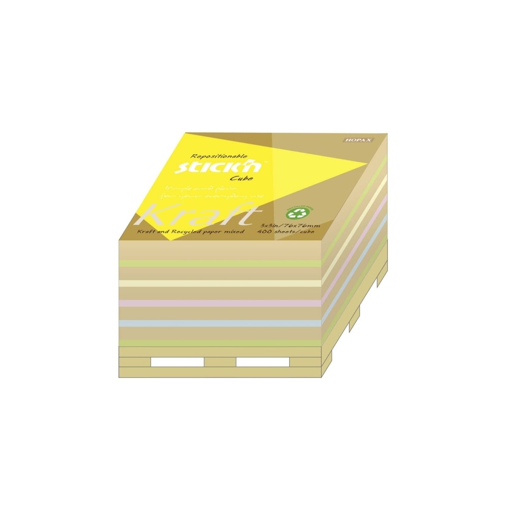 Produktbild för Stick'n Notes kraftblock 76 x 76 mm, 5 färger, 400 kort. Sti...