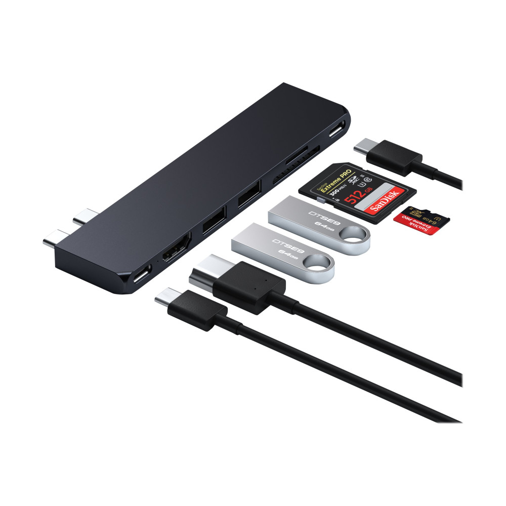 Produktbild för Satechi Pro Hub Slim - dockningsstation - USB-C x 2 - HDMI