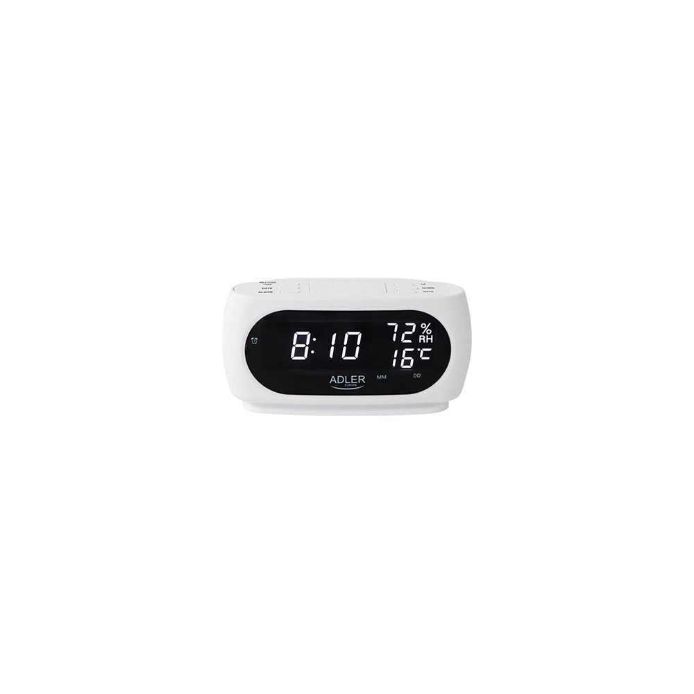 Produktbild för ADLER - väckarklocka - elektronisk - skrivbord - vit