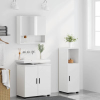 Produktbild för Badrumsmöbelset Väggmonterad 3 pcs Vit Konstruerat trä & Metall