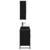 Produktbild för Badrumsmöbelset med hylla 2 pcs Svart Ek Konstruerat trä