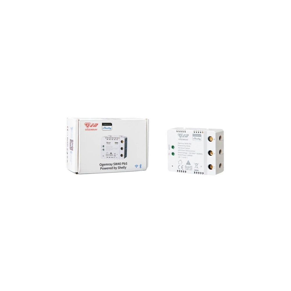 Produktbild för Shelly SHELLY_PBS_SW40, Smart relä, Vit, HTTPS, TLS, 6000 W,...
