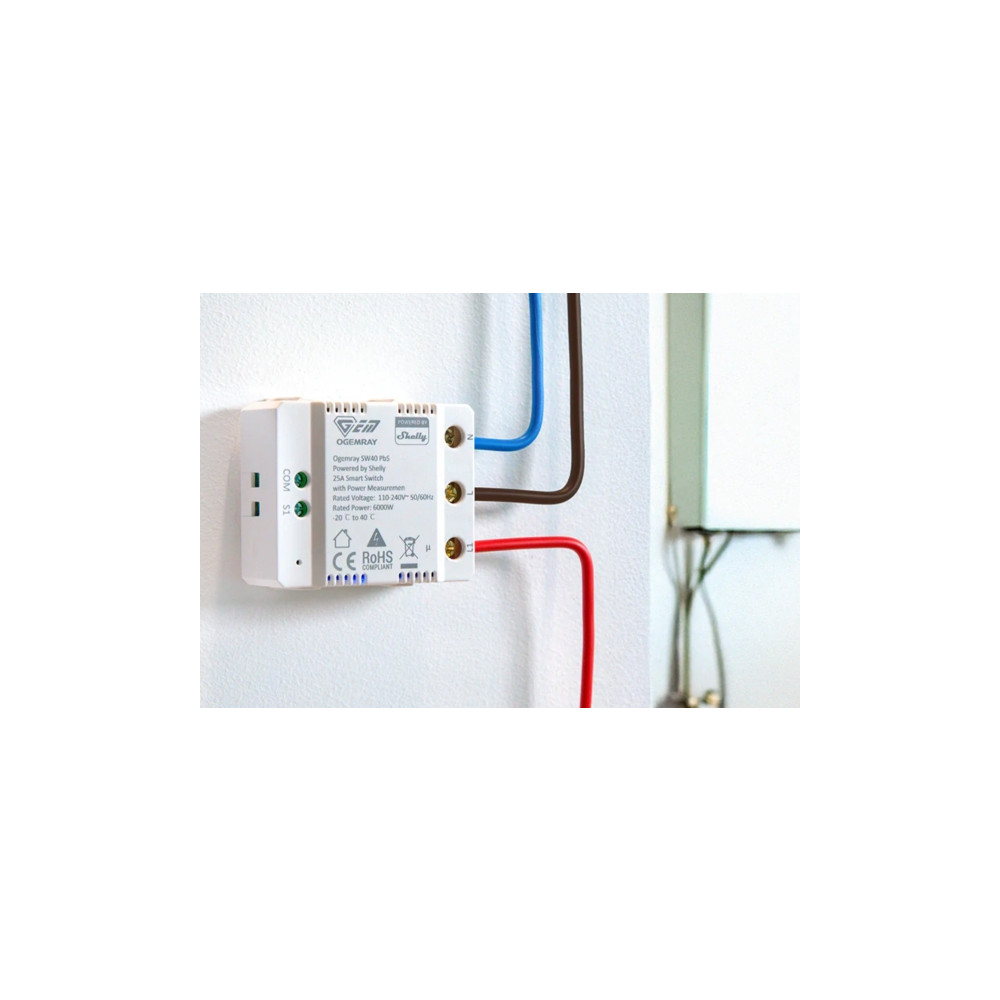 Produktbild för Shelly SHELLY_PBS_SW40, Smart relä, Vit, HTTPS, TLS, 6000 W,...