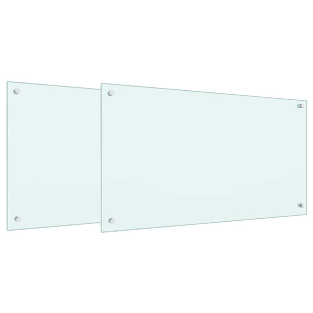 Produktbild för Köksskydd 2 pcs Vit 90 x 50 cm härdat glas