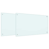 Produktbild för Köksskydd 2 pcs Vit 90 x 50 cm härdat glas