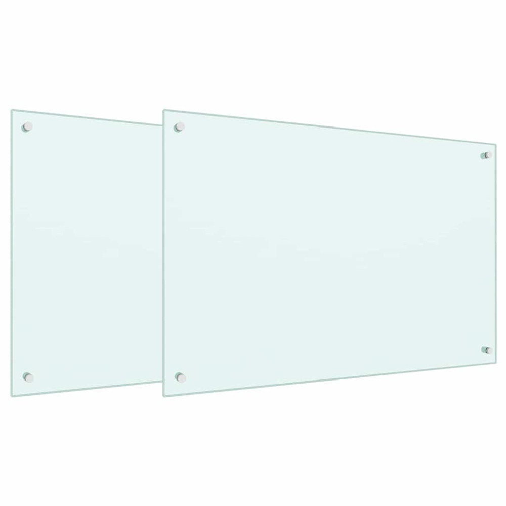Produktbild för Köksskydd 2 pcs Vit 90 x 60 cm härdat glas