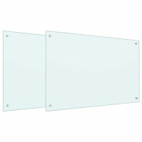 Produktbild för Köksskydd 2 pcs Vit 90 x 60 cm härdat glas