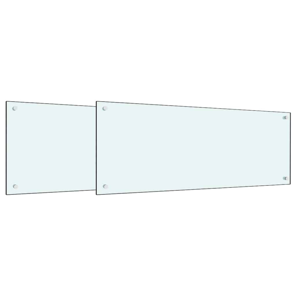 Produktbild för Köksskydd 2 pcs Vit 100 x 40 cm härdat glas