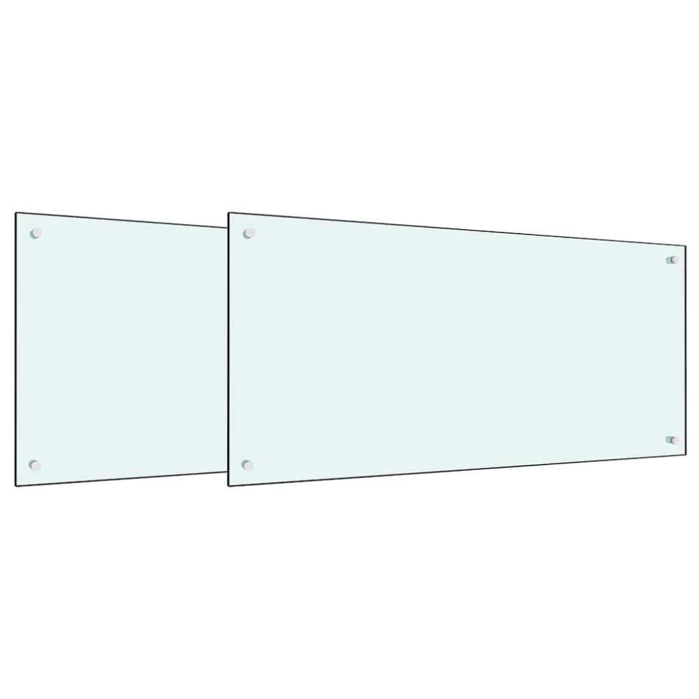 Produktbild för Köksskydd 2 pcs Vit 100 x 50 cm härdat glas