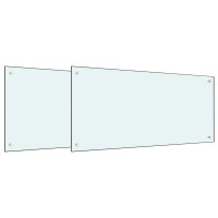 Produktbild för Köksskydd 2 pcs Vit 100 x 50 cm härdat glas