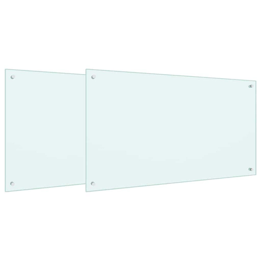 Produktbild för Köksskydd 2 pcs Vit 100 x 60 cm härdat glas