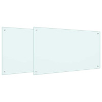Produktbild för Köksskydd 2 pcs Vit 100 x 60 cm härdat glas