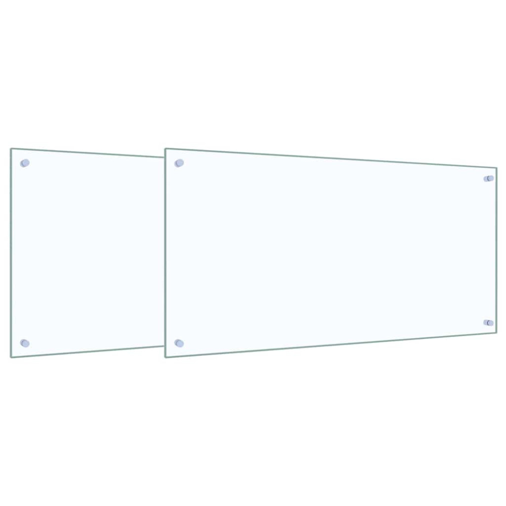 Produktbild för Köksskydd 2 pcs Transparent 100 x 50 cm härdat glas