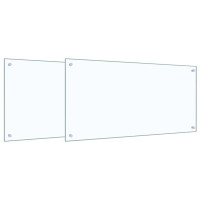 Produktbild för Köksskydd 2 pcs Transparent 100 x 50 cm härdat glas