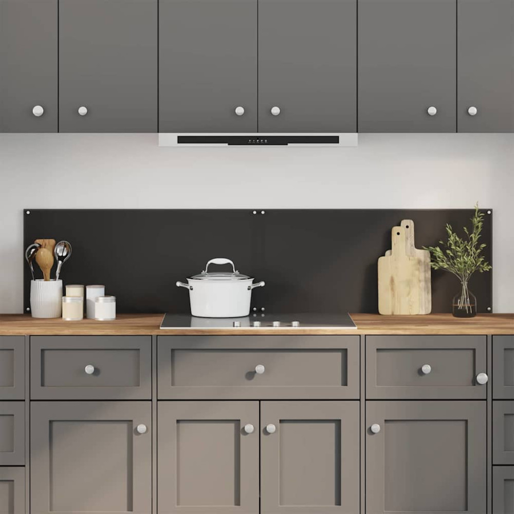 Produktbild för Köksskydd 2 pcs Svart 90 x 40 cm härdat glas