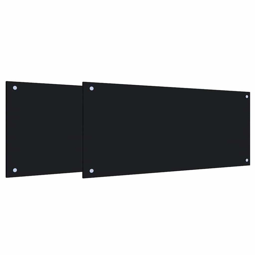 Produktbild för Köksskydd 2 pcs Svart 90 x 40 cm härdat glas