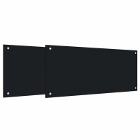 Produktbild för Köksskydd 2 pcs Svart 90 x 40 cm härdat glas