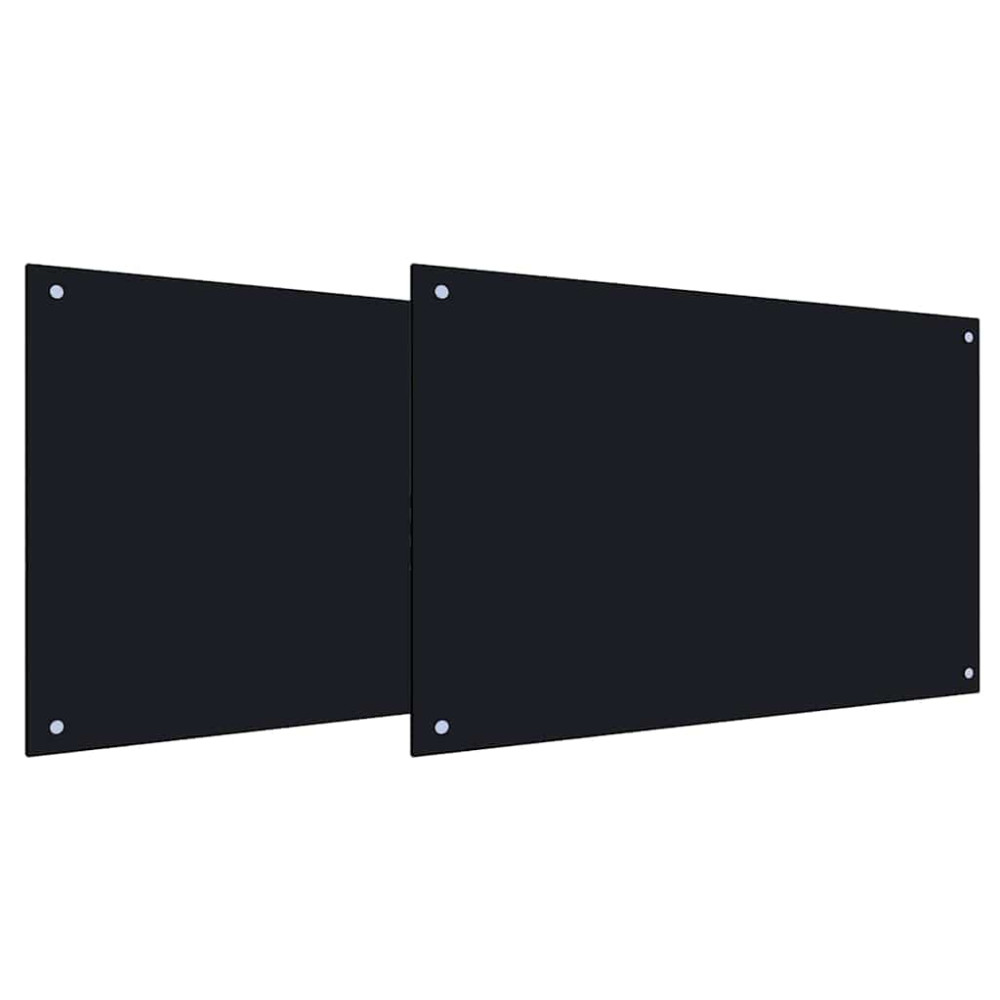 Produktbild för Köksskydd 2 pcs Svart 90 x 50 cm härdat glas