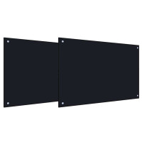Produktbild för Köksskydd 2 pcs Svart 90 x 50 cm härdat glas