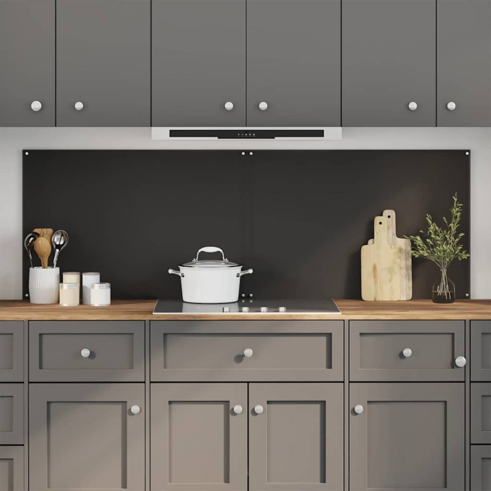 Produktbild för Köksskydd 2 pcs Svart 90 x 60 cm härdat glas