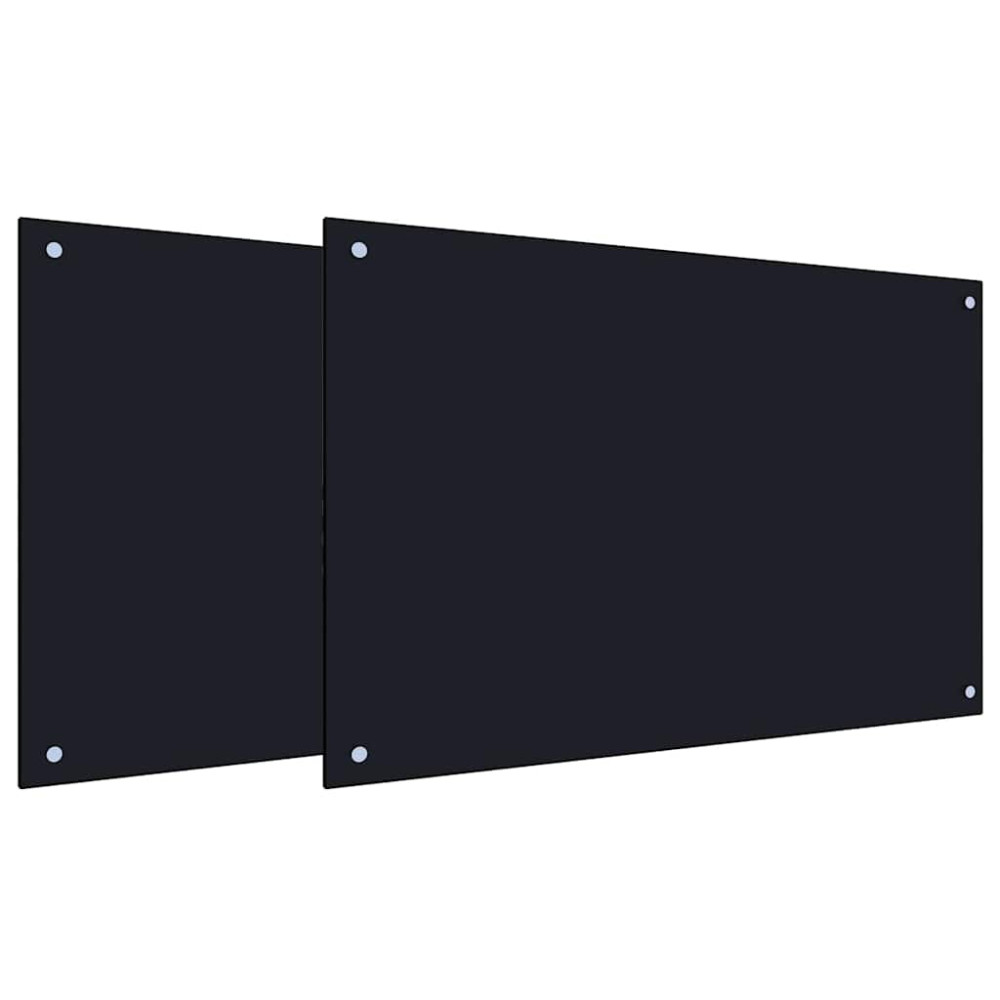 Produktbild för Köksskydd 2 pcs Svart 90 x 60 cm härdat glas