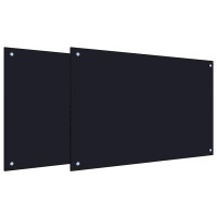 Produktbild för Köksskydd 2 pcs Svart 90 x 60 cm härdat glas