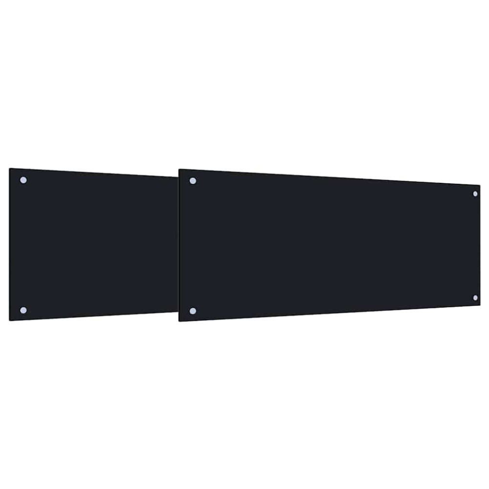 Produktbild för Köksskydd 2 pcs Svart 100 x 40 cm härdat glas