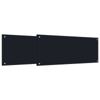 Produktbild för Köksskydd 2 pcs Svart 100 x 40 cm härdat glas