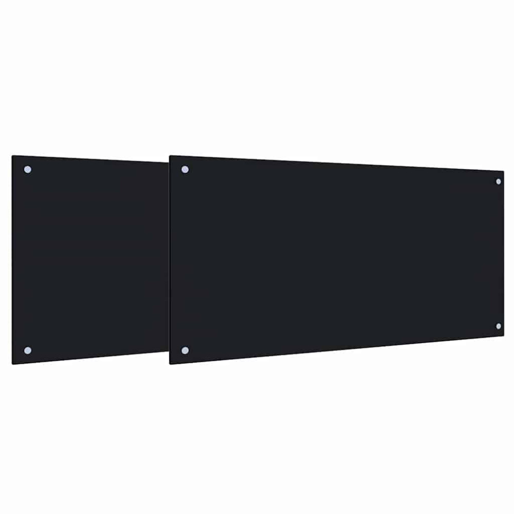 Produktbild för Köksskydd 2 pcs Svart 100 x 50 cm härdat glas