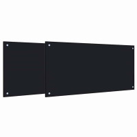 Produktbild för Köksskydd 2 pcs Svart 100 x 50 cm härdat glas