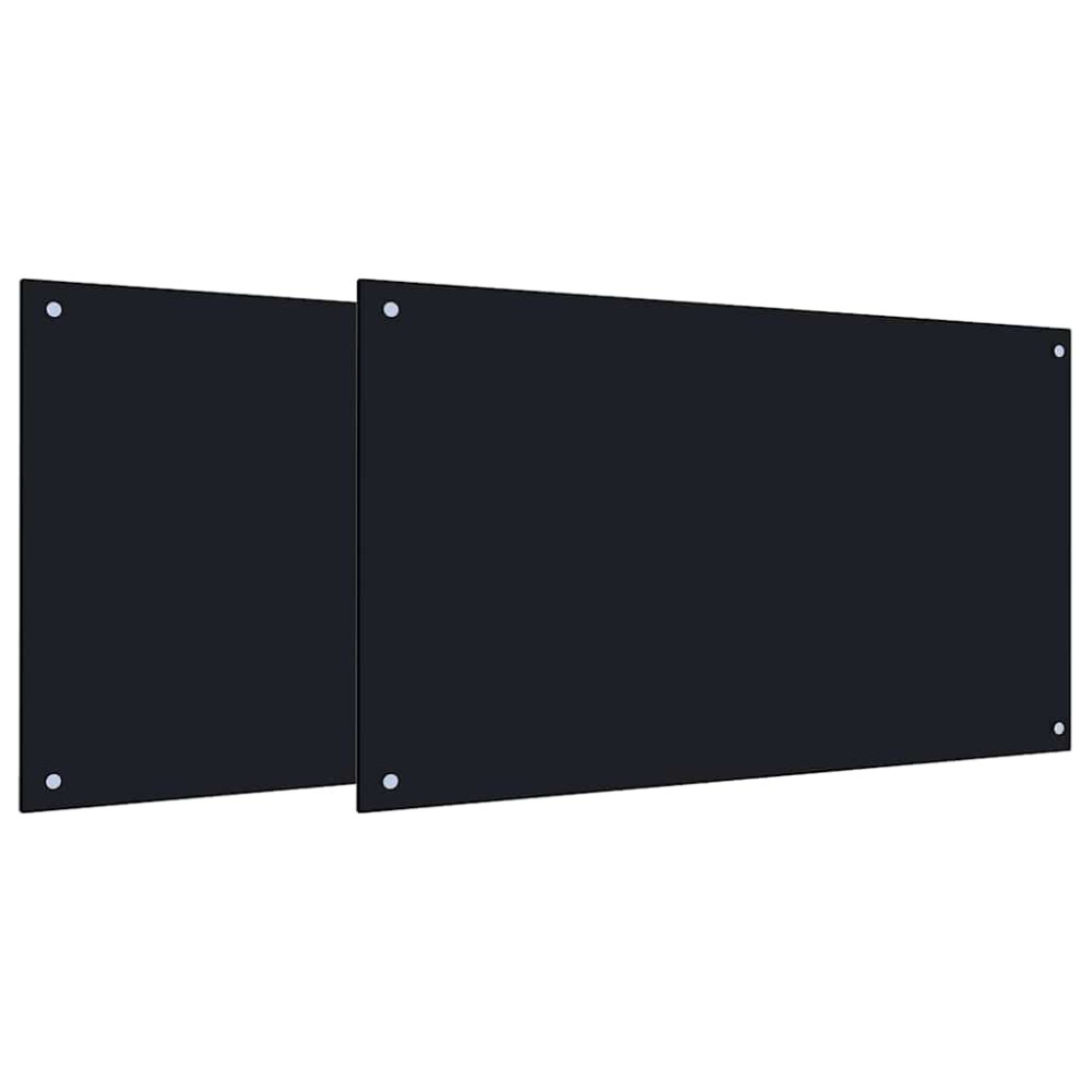 Produktbild för Köksskydd 2 pcs Svart 100 x 60 cm härdat glas