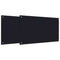 Produktbild för Köksskydd 2 pcs Svart 100 x 60 cm härdat glas