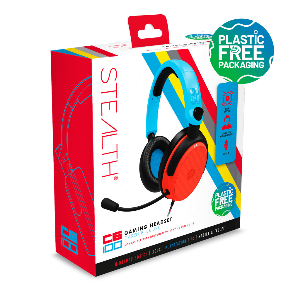 Produktbild för Stealth C6-100 Gaming Headset for Switch, XBOX, PS4/PS5, PC - Neon Blue/Red