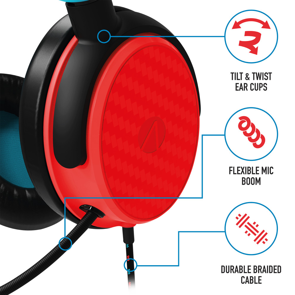 Produktbild för Stealth C6-100 Gaming Headset for Switch, XBOX, PS4/PS5, PC - Neon Blue/Red