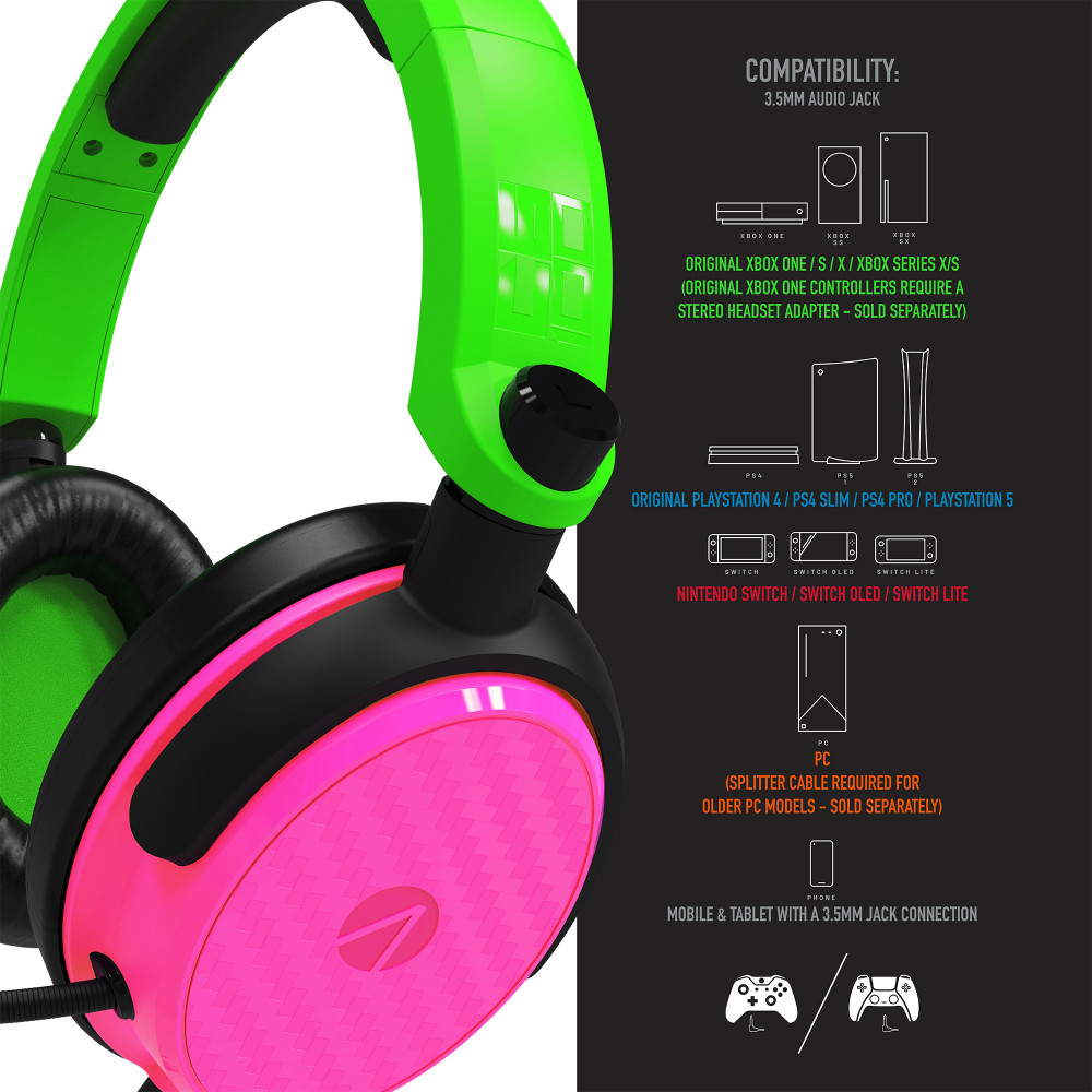Produktbild för Stealth C6-100 Gaming Headset for Switch, XBOX, PS4/PS5, PC - Neon Green/Pink
