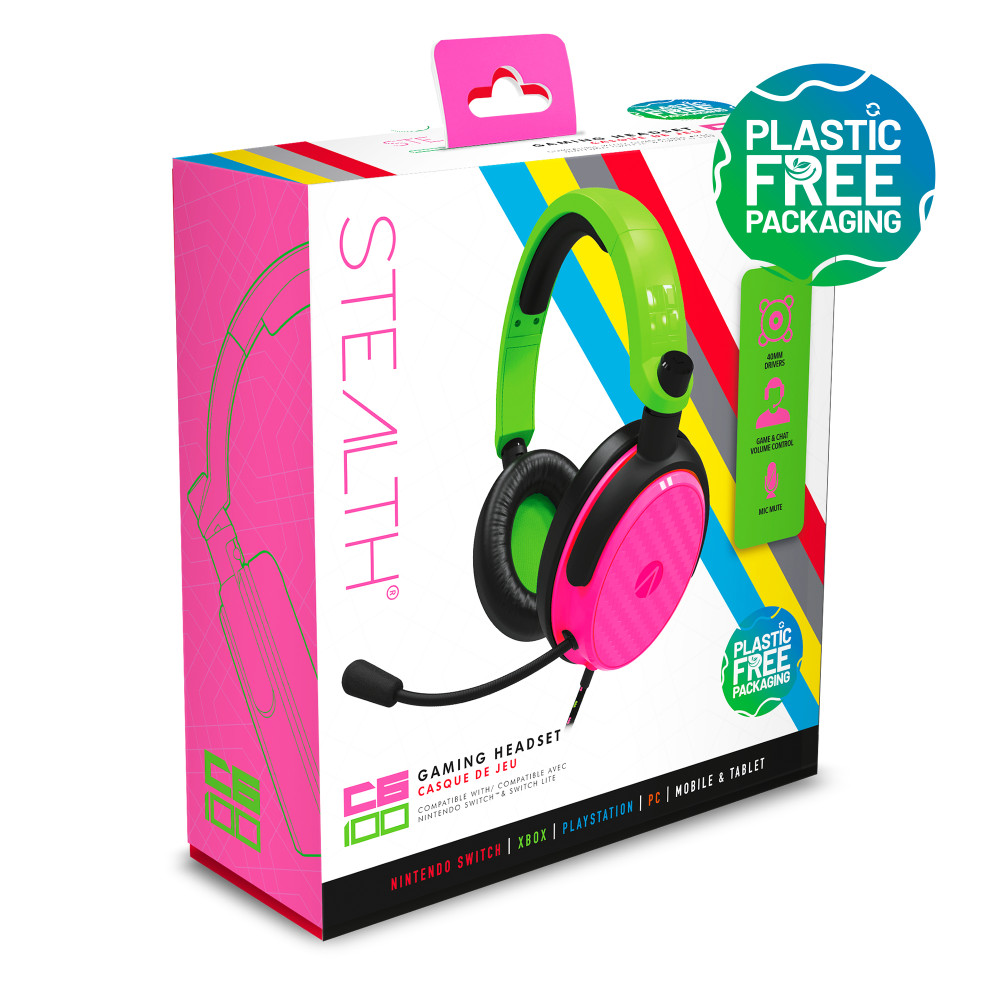 Produktbild för Stealth C6-100 Gaming Headset for Switch, XBOX, PS4/PS5, PC - Neon Green/Pink