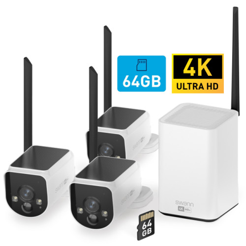 Swann Swann MaxRanger4K™ 3-Pack Trådlös Kamera Övervakningssystem inkl 64GB SD Card Hub