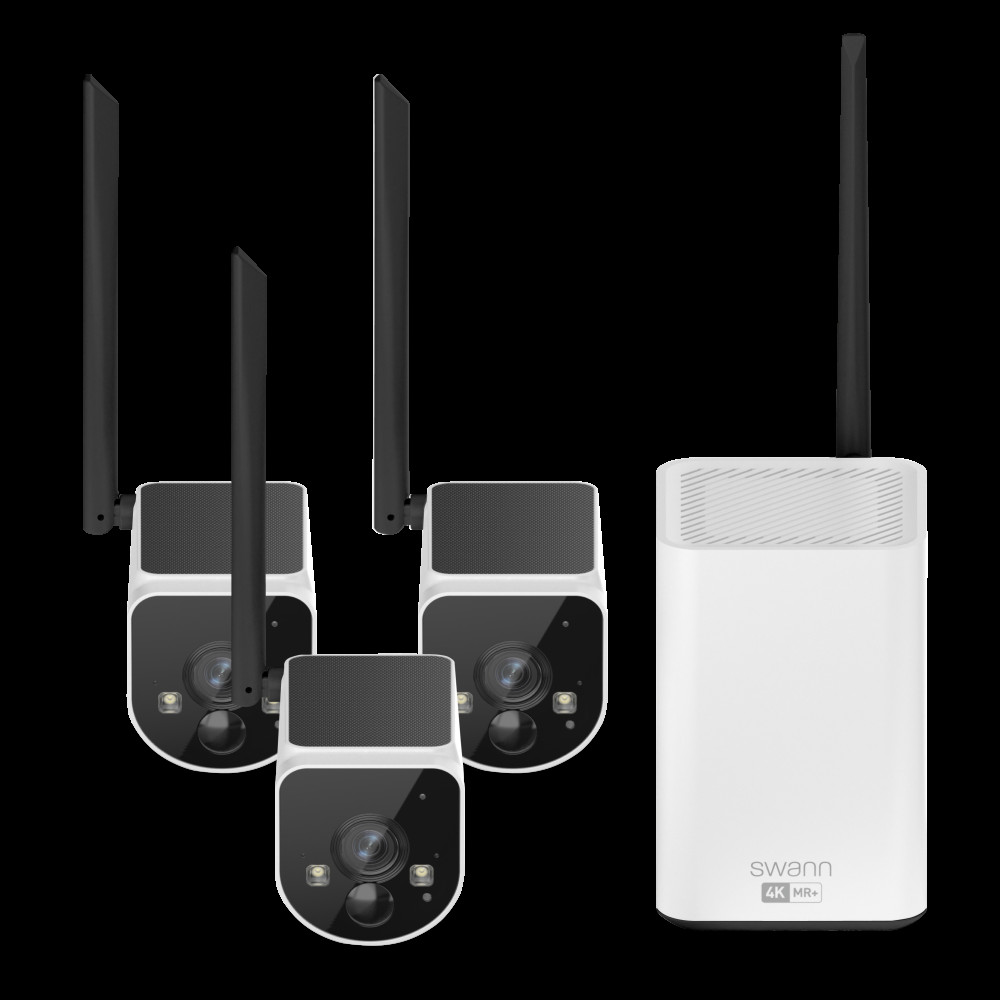 Produktbild för Swann MaxRanger4K™ 3-Pack Trådlös Kamera Övervakningssystem inkl 64GB SD Card Hub