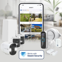 Produktbild för Swann MaxRanger4K™ 3-Pack Trådlös Kamera Övervakningssystem inkl 64GB SD Card Hub