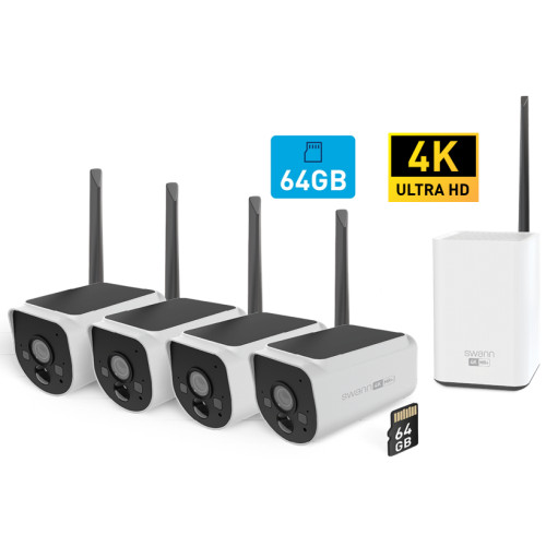 Swann MaxRanger4K 4-Pack Trådlös Kamera Övervakningssystem inkl 64GB SD Card Hub - Övervakningskameror & tillbehör