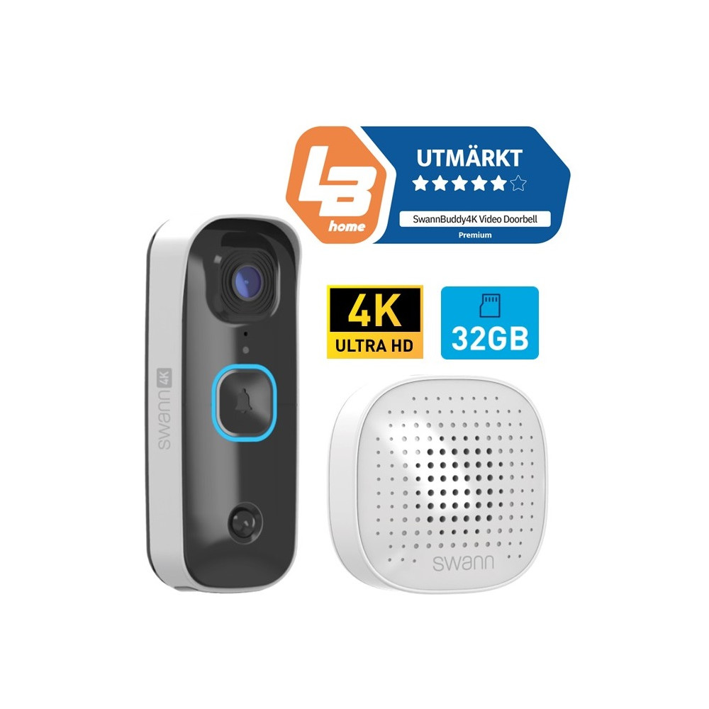 Produktbild för Swann Buddy4K Videodörrklocka med SwannShield AI röstassistent