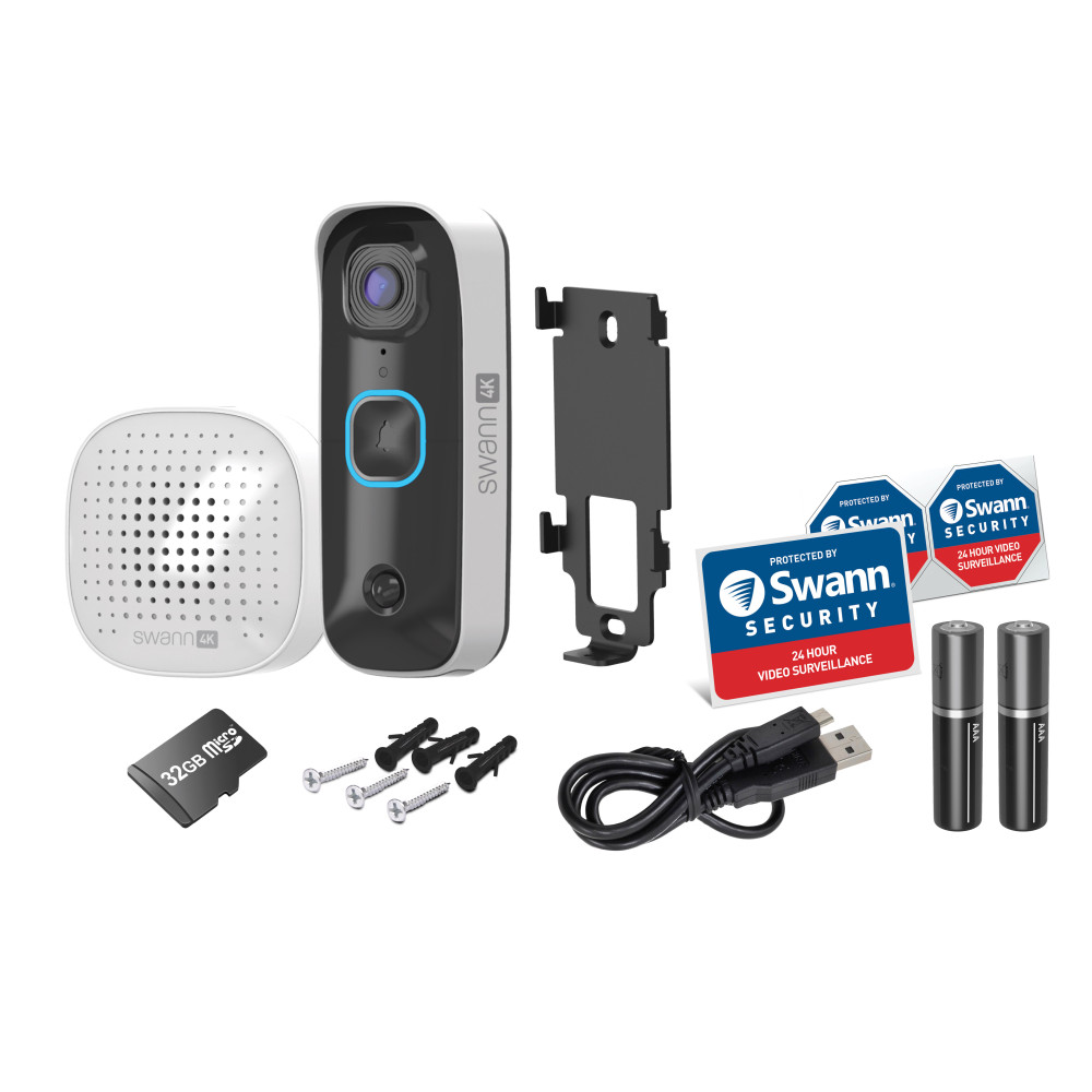 Produktbild för Swann Buddy4K Videodörrklocka med SwannShield AI röstassistent