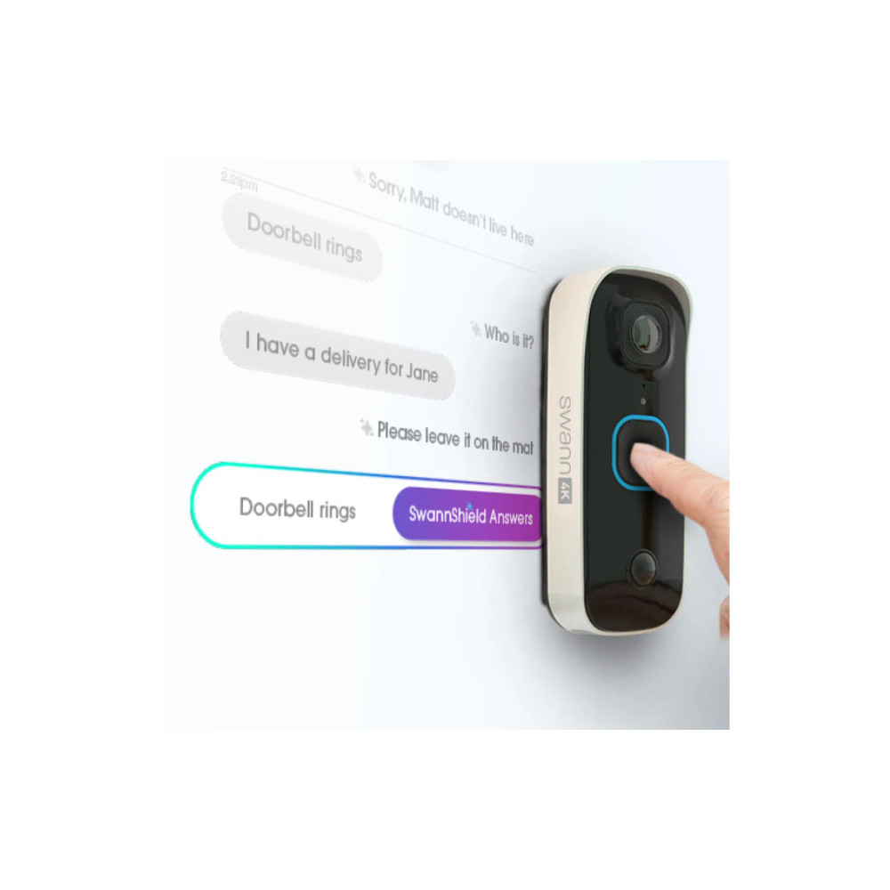 Produktbild för Swann Buddy4K Videodörrklocka med SwannShield AI röstassistent