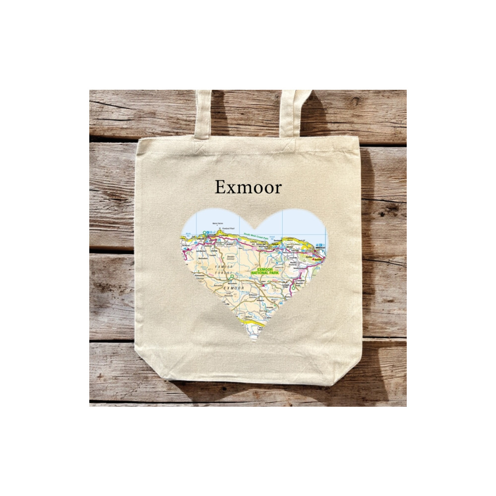 Produktbild för OS Map Premium Canvas Tote Bag - Exmoor National Park