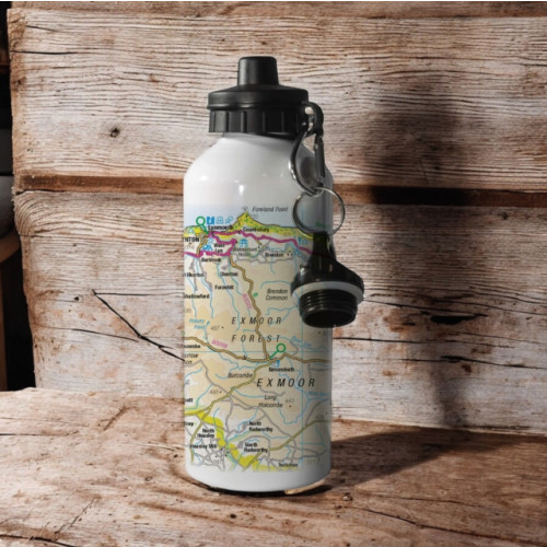 The Sugar Shed OS Map 600ml Metal Water Bottle - Exmoor National Park